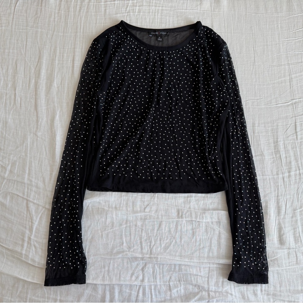 Moa Moa Black Studded Long Sleeve Top